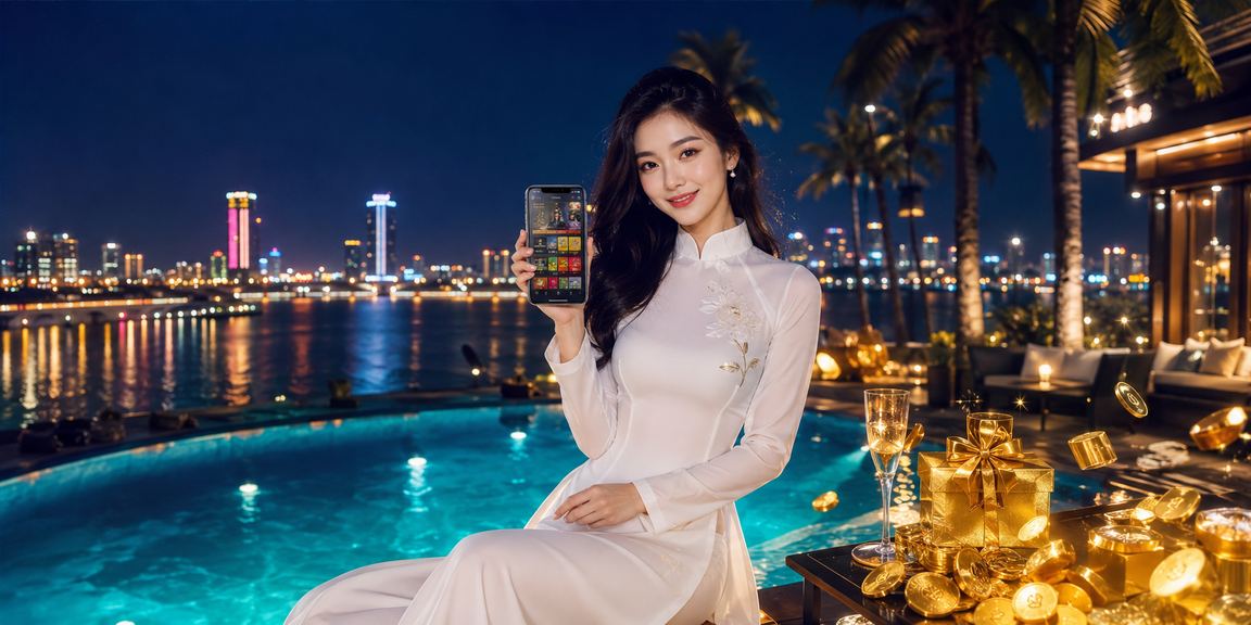 Người phụ nữ Sài Gòn mặc áo dài dùng điện thoại xem ưu đãi casino